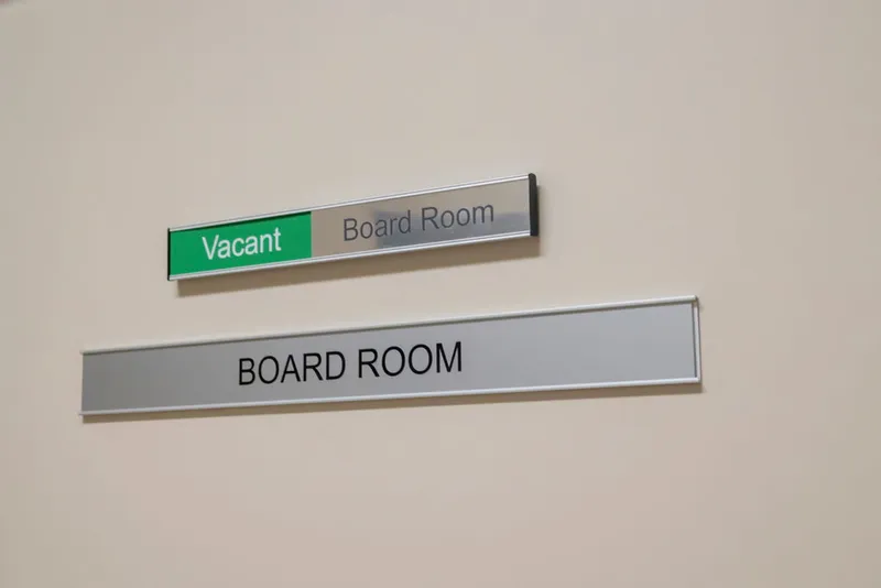 The board room door slider showing the room vacant